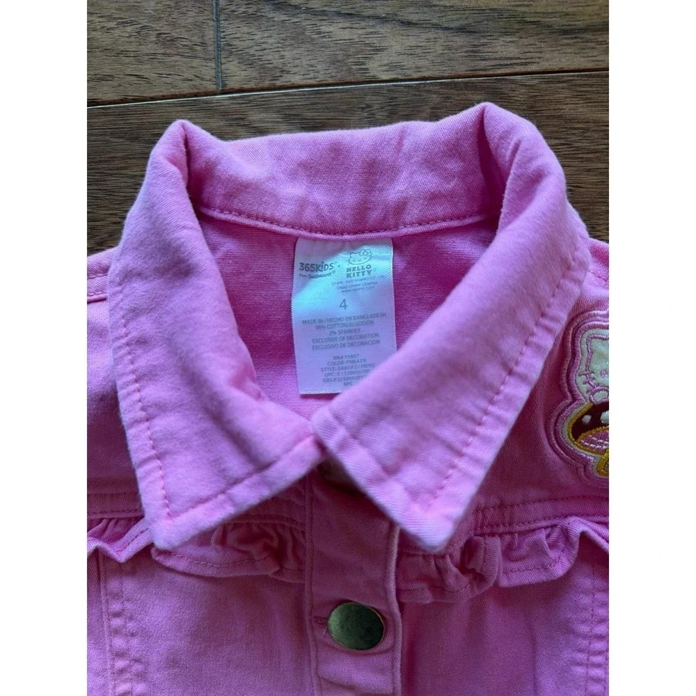 Hello Kitty Snap Button Closure Long Sleeve Denim Jacket Girl's Size 4